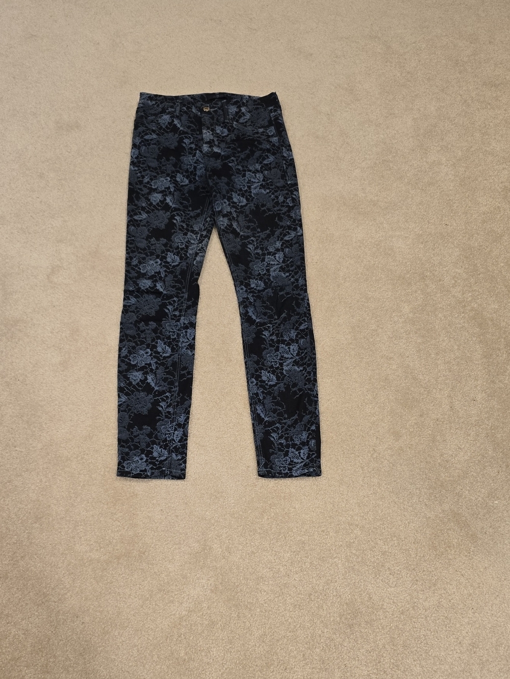 For All Mankind - Floral Pattern Skinny Jeans - Black And Blue